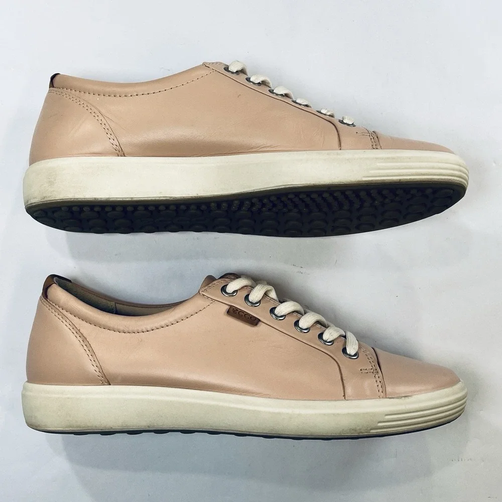 Ecco Soft 7 Shoes Womens EU 39/8-8.5 US Pink‎ Leather Casual Comfort Sneakers